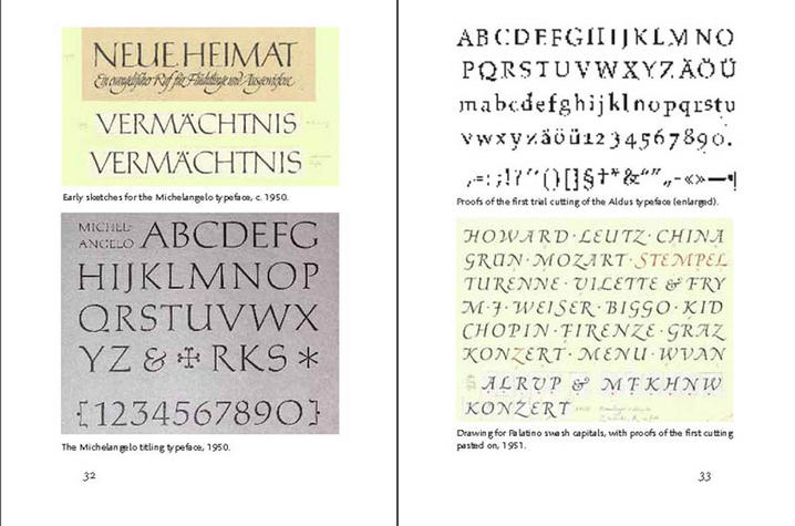 photo of types by Hermann Zapf in "About More Alphabets: The Types of Hermann Zapf" by Jerry Kelly