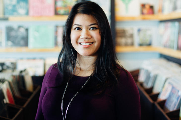 photo of Alexandria Le in record shop