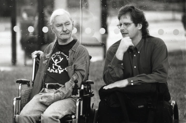 Filmmaker Walter Brock (right) sits with Arthur Campbell Jr. (left). Photo by Noel Saltzmam and courtesy of American Documentary Inc.