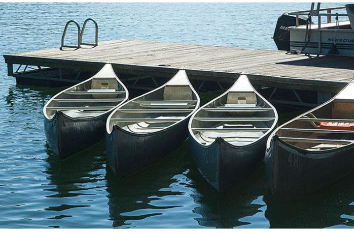 Canoes off a Lake Cumberland dock