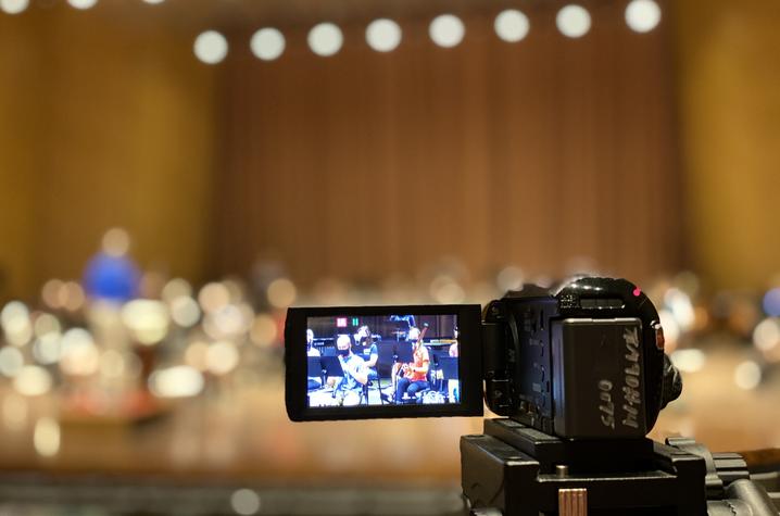 photo of video camera recording in Singletary Center