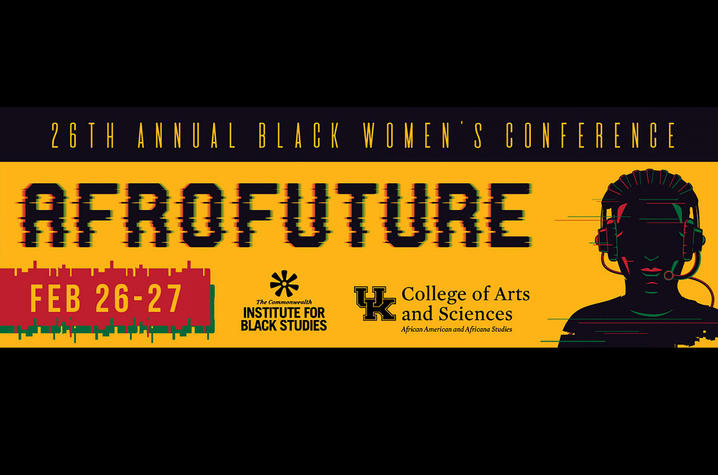 Photo of Black Women's Conference advertisement with black banner at bottom and top