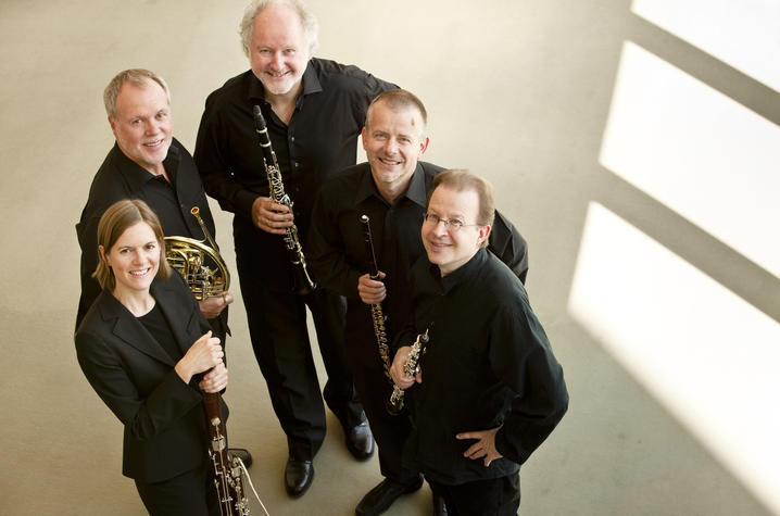 photo of Berlin Philharmonic Wind Quintet with instruments shot from above