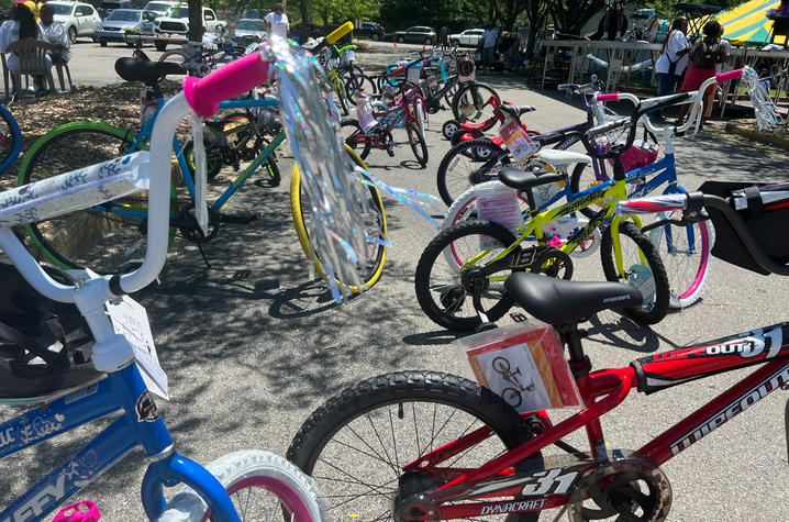 First Baptist Church Frankfort gave away 65 bicycles to children to help encourage healthy activity and exercise. Lindsay Travis | UK Photo