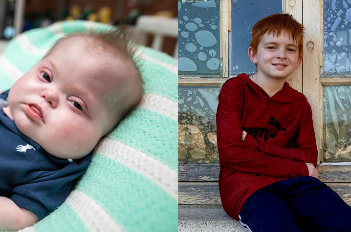 Array of images showing baby Blake on left, Henry on the right