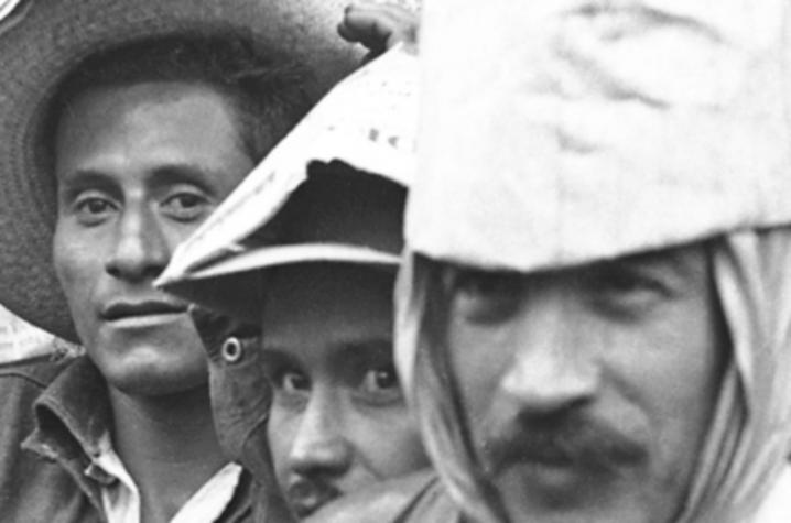 black and white photo of group of men from Braceros Photo Exhibit 