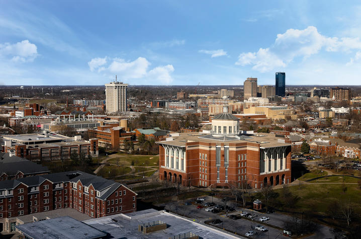 aerial photo of UK's campus with W.T. Young Library in center