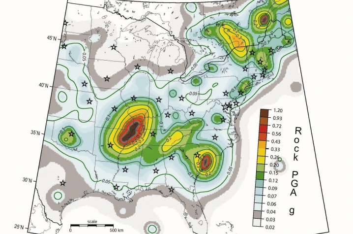 Central U.S. seismic hazard map