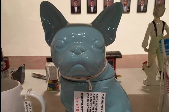 photo of ceramic dog in "The Archive" in Louis Zoellar Bickett "Saving Myself" exhibition