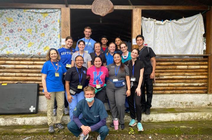 UK’s Physical therapy team at the Shoulder to Shoulder Clinic. PT students from the USA and Ecuador worked together on Day 1 of serving people in need of PT care. Photo provided by Lynn English.