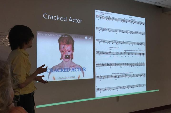 UK student presenting on David Bowie photo of UK student presenting on David Bowie