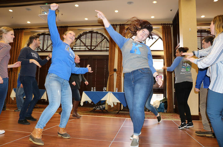photo of staff dancing at DanceBlue Faculty & Staff party
