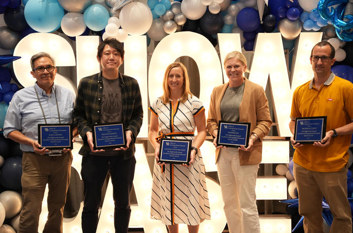 From left: Juan Canedo, Hisashi Sawada, Cassandra Gipson-Reichardt, Lindsey Fay and Nicholas Teets. Photo courtesy of UK Office of Undergraduate Research.