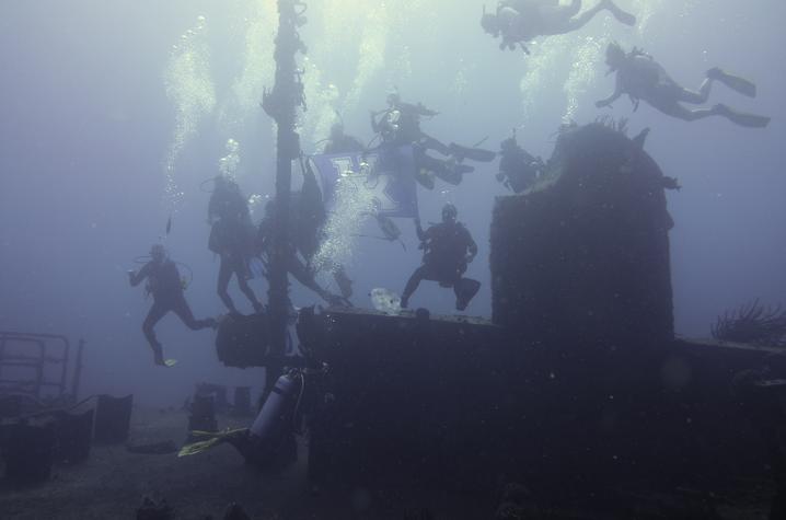 UK students underwater scuba diving 