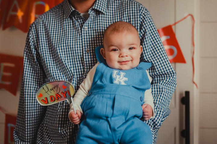 Brian and Lauren Neltner’s son, Isaac in UK apparel