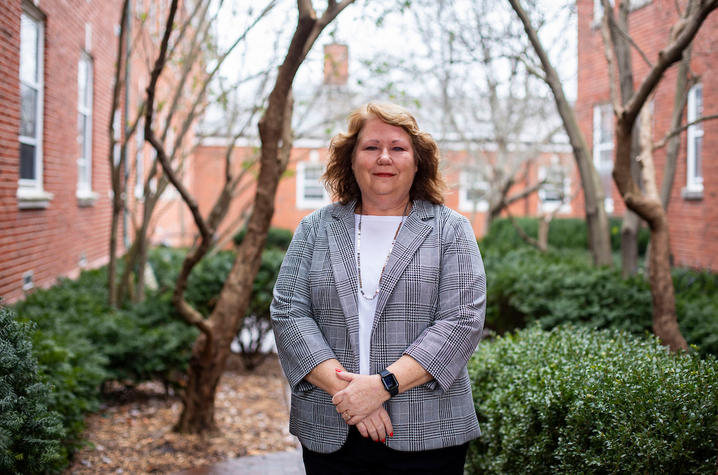 photo of Debra Ross in courtyard