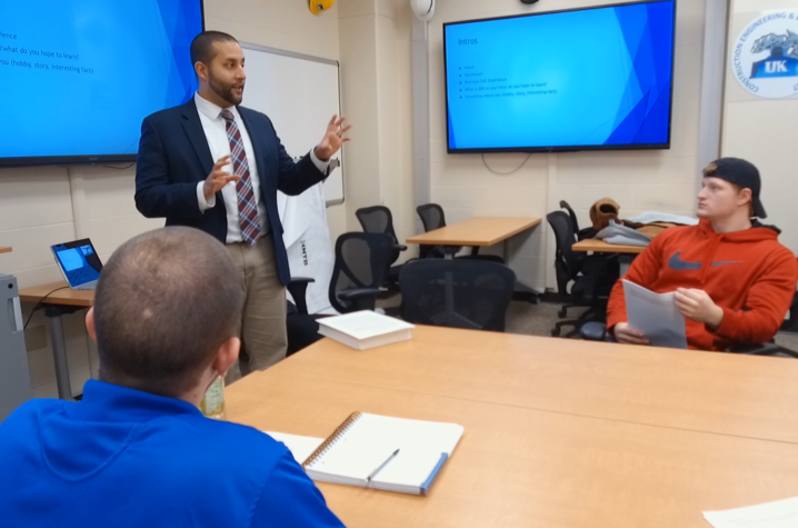 This is a photo of Gabriel Dadi teaching.