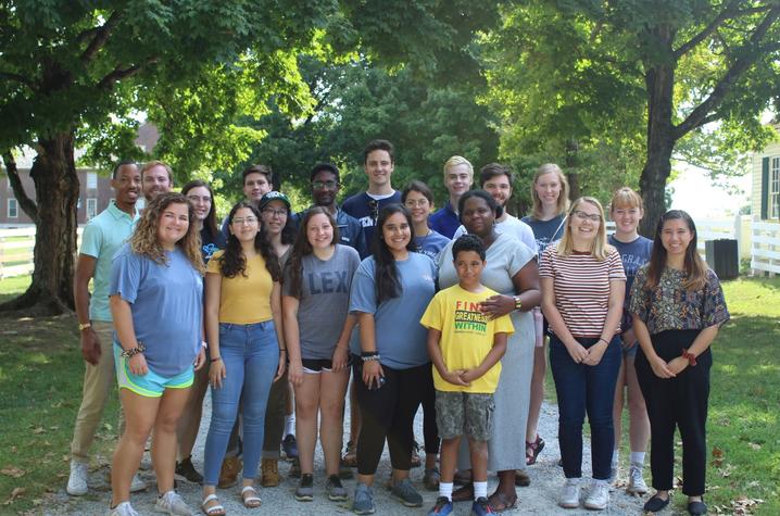 photo of Gaines Fellows with Melynda Price and her son at Shakertown 2019