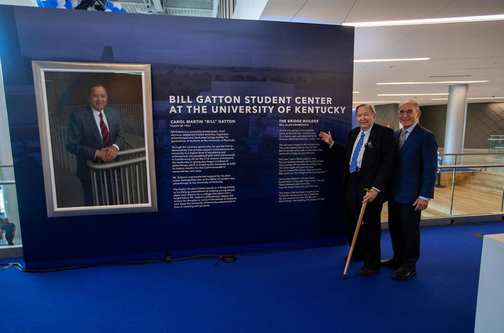 photo of Bill Gatton and Eli Capilouto at grand opening of Gatton Student Center