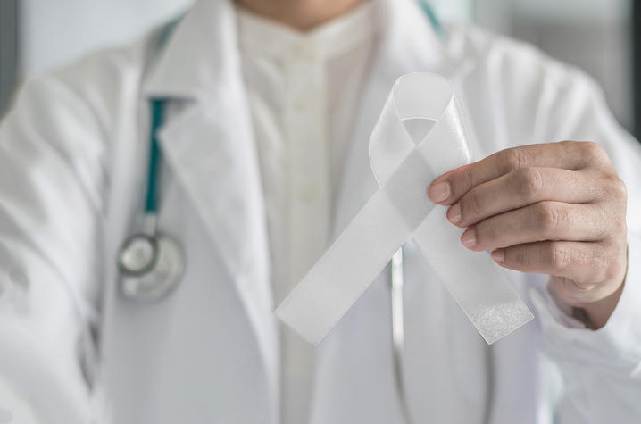 Lung cancer awareness ribbon
