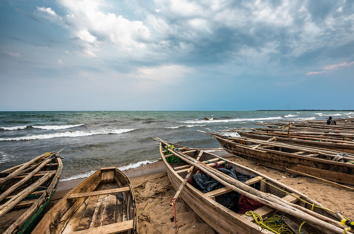 photo of Lake Tanganyika with boats