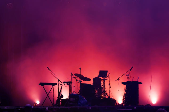 stock photo of instruments in red spotlights