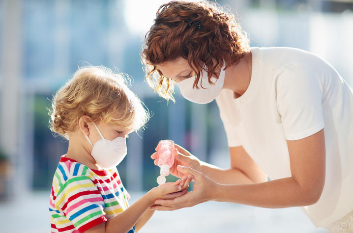 Child wearing face mask