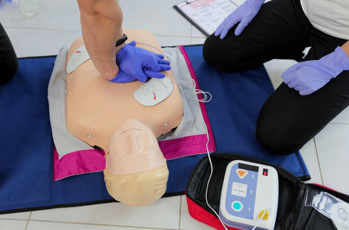 KCH electrophysiologist Shaun Mohan, M.D., underscores the importance of having AEDs in the community.