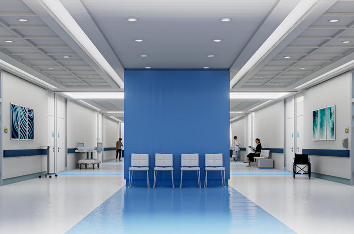 Empty waiting room in a modern hospital or medical facility