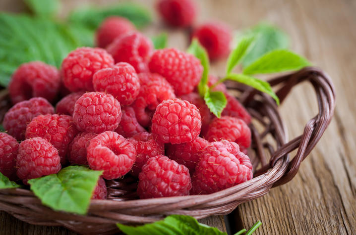 Rasberries in basket