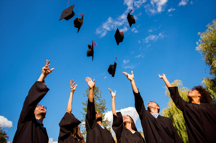Stock photo of high school students at graduation