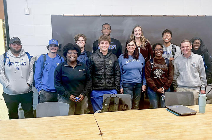 The students in the graduate level course taught by associate professor Justin Nichols, known as the Good Deeds Project.