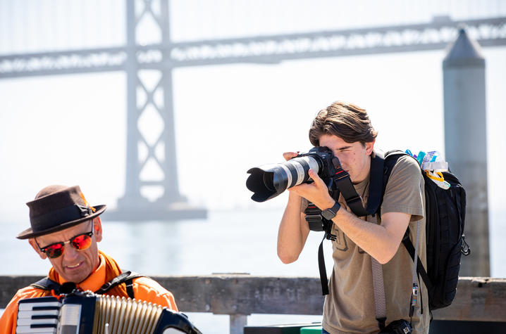  University of Kentucky student Jack Weaver photographs Brian Belknap during the 62nd Annual Hearst Journalism Awards Program Championship, organized by the William Randolph Hearst Foundation held in San Francisco from May 20-25, 2022.