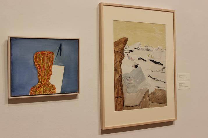 photo of Thomas Nozkowski's "Untitled" and Milton Avery's "Artist and Model" at UK Art Museum