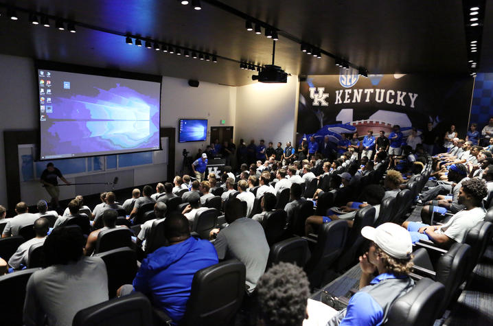 photo of screening room in Craft Football Training Facility