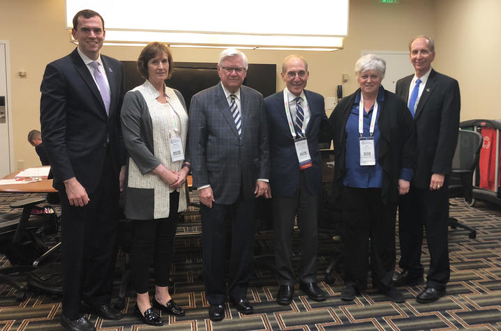 Left to right: Eric King, Dr. Sharon Walsh, Rep. Hal Rogers, President Eli Capilouto, Dr. Lisa Cassis and Mark Birdwhistell