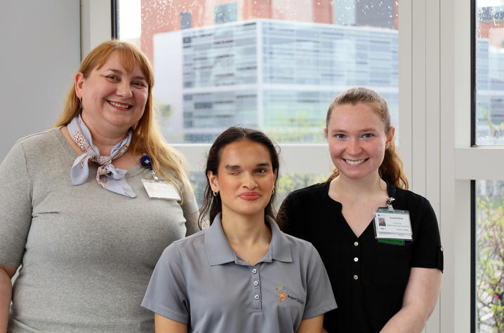 Alla Budnik, custodial superintendent for areas 5 and 6, Pushpa Pokharel, a Henry Clay High School senior and Project SEARCH intern, and Cassidy Wilson, a skills trainer working with Project SEARCH through Fink Supported Living Services.