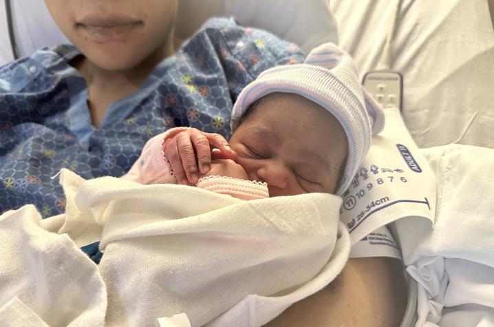 newborn baby sleeping in hospital