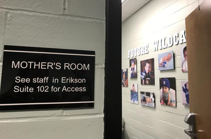 Mother's Room sign, 102 Erikson Hall