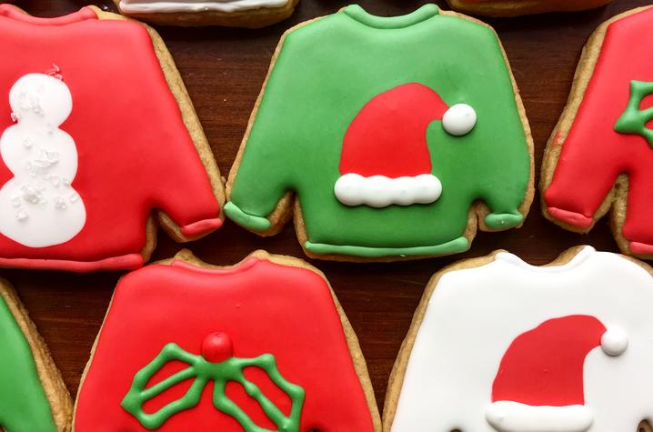 photo of ugly Christmas sweater cookies by Daniel King