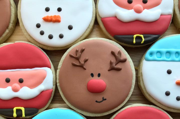 photo of Santa, snowman and reindeer cookies by Daniel King
