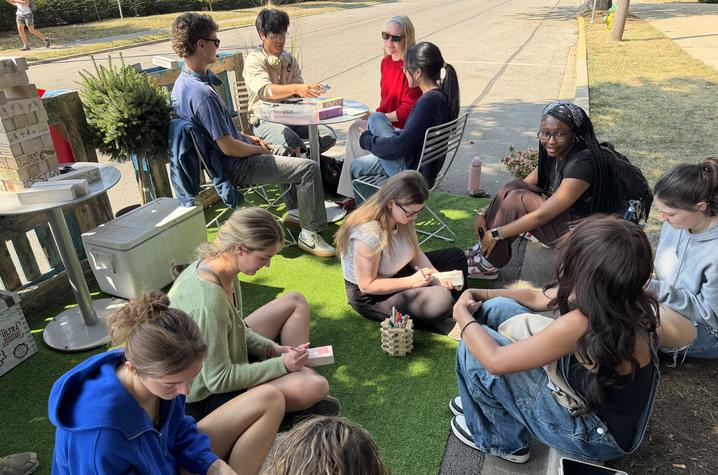 Organizers invited attendees to decorate their own Jenga block that then came together to form a full Jenga tower at the end of the event, effectively becoming a built object that symbolized the event’s collaborative theme. 
