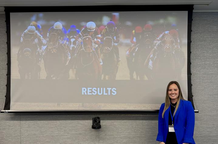 This spring, Renner presented her master’s thesis titled “The Psychological Impacts in Exercise Riders and Professional Jockeys Following Injury.” Photo provided by Kelley Renner.