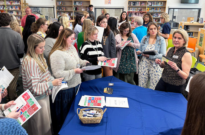 Prior to taking part in mock interviews with school leaders, UK student teachers attended a career fair that included schools from Clark, Fayette, Franklin, Jessamine and Woodford counties.