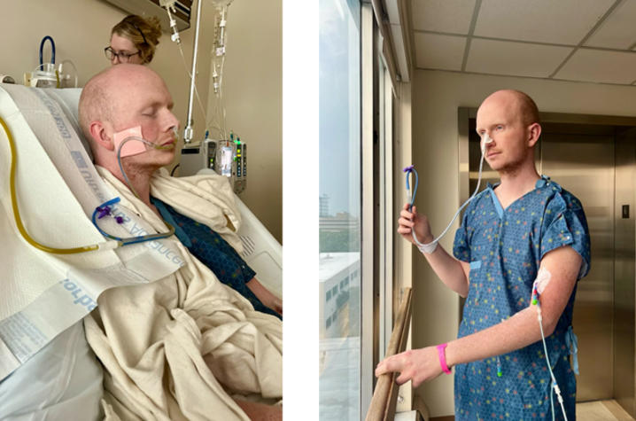 two image of Jacob in hospital