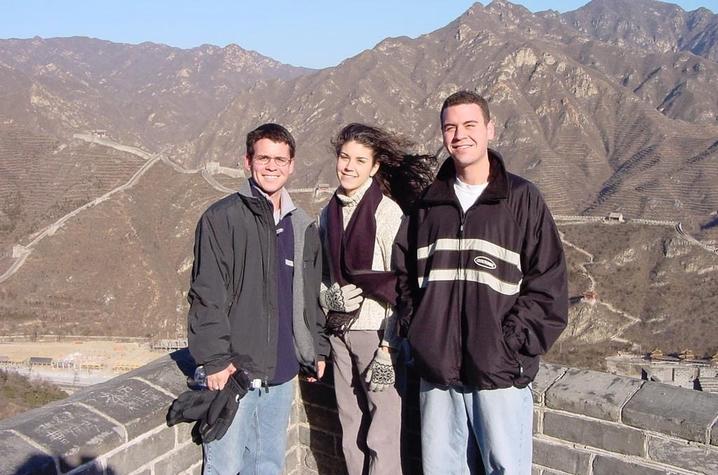 Jeff, Melanie, and Kevin Graham at the Great Wall of China.