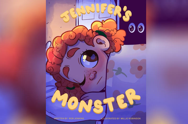 UK first-year art studio major Millie Robinson provided the whimsical illustrations for the children’s book “Jennifer’s Monster.” The book is Robinson’s first professional illustration credit. Image provided by Millie Robinson. image of the cover of the children’s book “Jennifer’s Monster”