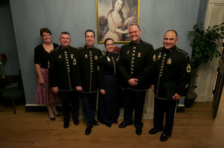 photo of U.S. Soldiers' Chorus members Jeremy Cady, Mark Huseth, Mario Garcia and Charis Strange and 2 others