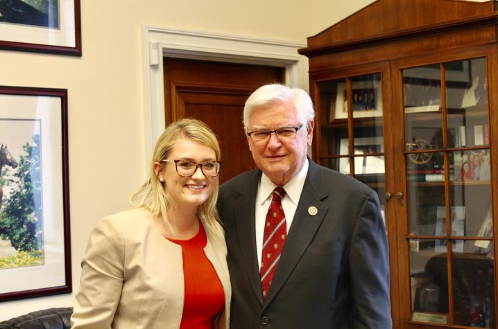 photo of WilDCats at the Capitol intern Jorden Jones with Congressman Hal Rogers.