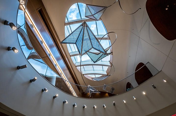 Photo of kites in the lobby of the Kentucky Children's Hospital